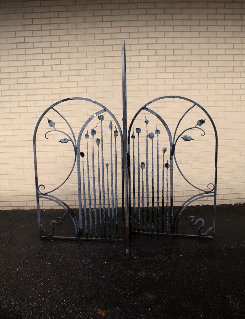 Mid Century Modern Black Wrought Iron Outdoor Sculpture Gate