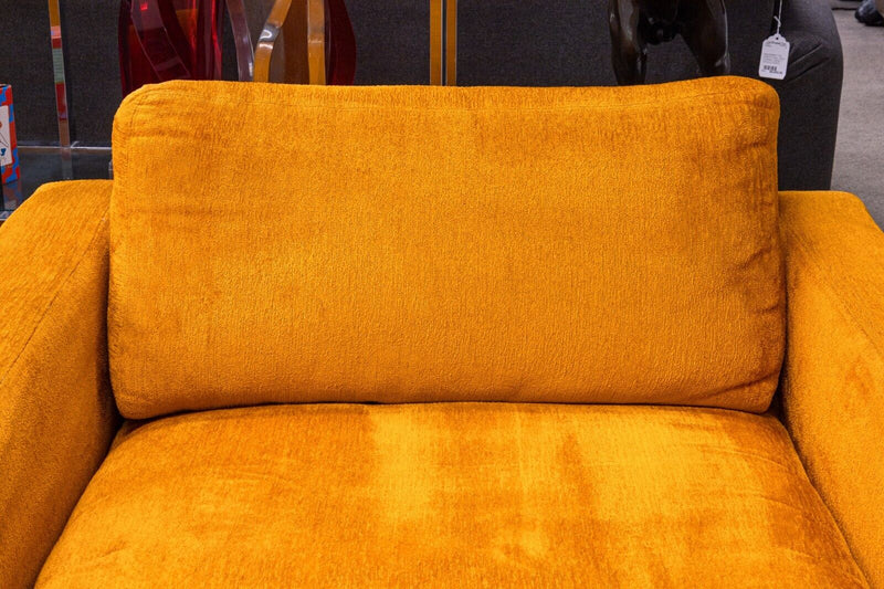 Pair of Milo Baughman for Thayer Coggin Orange Cube Lounge Chairs on Wood Base