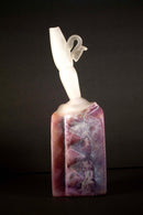 Bernie D’Onofrio Contemporary Hand-Blown Sculpted Purple & Frosted Etched Glass