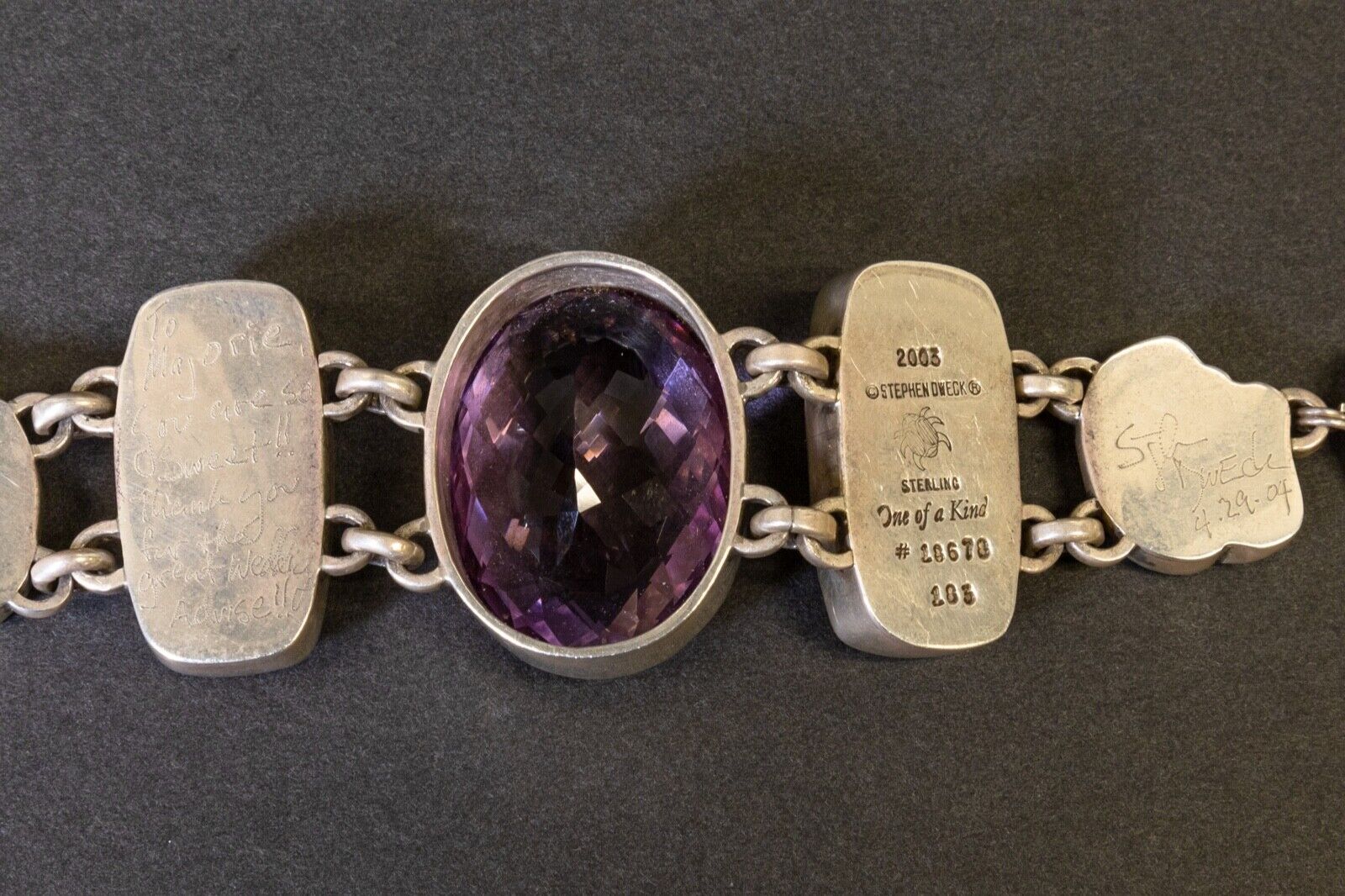 Stephen Dweck Purple Stone Sterling Silver Necklace and Bracelet