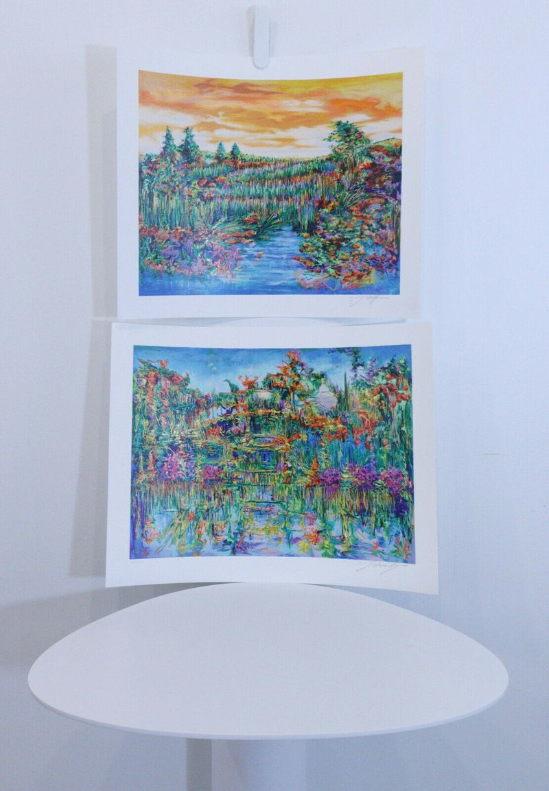 Yuval Wolfson Pair of Abstract Landscape Serigraph on Paper Signed