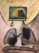 Ray Spave Press Signed Contemporary Abstract Mixed Media Painting on Paper