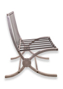 Pair of Art Deco Aluminum and Black Barcelona Style X Framed Sleek Lounge Chairs