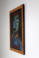 Thomas Pulgini Ruccini Modern Portrait Oil Painting on Board Framed