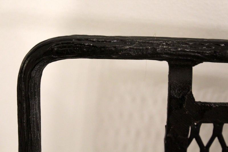 Vintage Set of 4x Black Wrought Iron Salterini / Woodard Style Patio Chairs