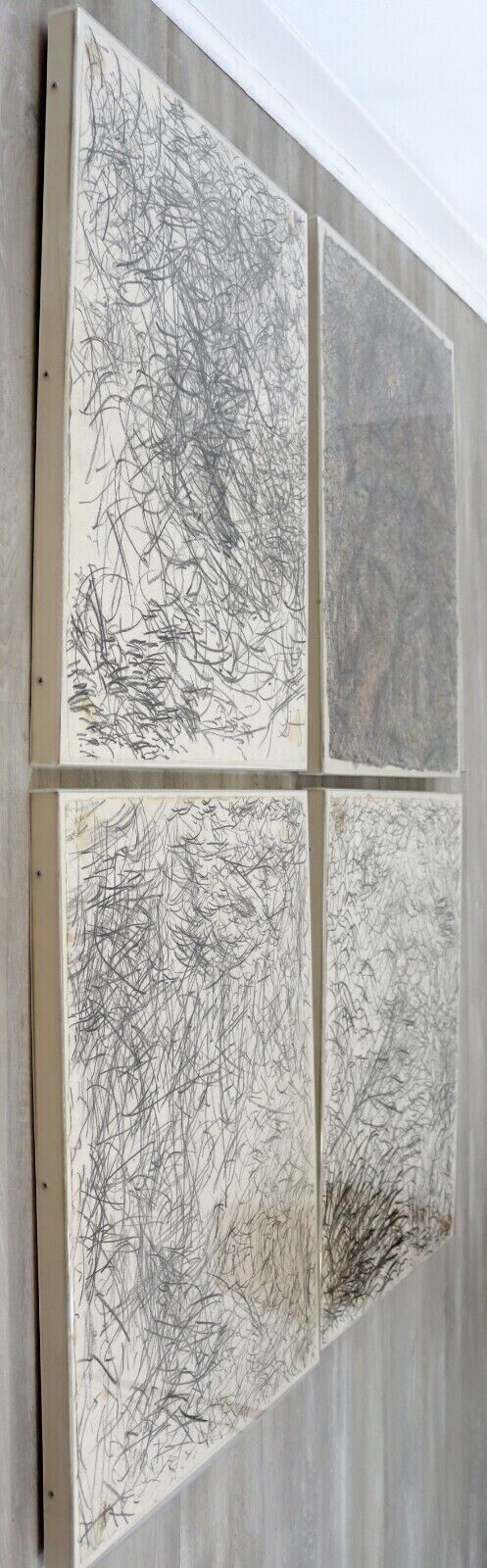 Contemporary Modern Lucite Framed Set of 4 Abstract Drawings James Alan Crawford