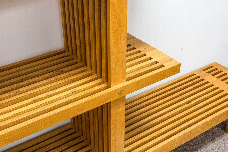 Custom 3 Tier Mid Century Modern Birch Wood Slat George Nelson Style Shelving