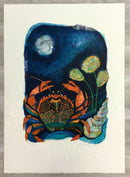 Mid Century Modern Unframed Moon Children Cancer Judith Bledsoe Signed Litho