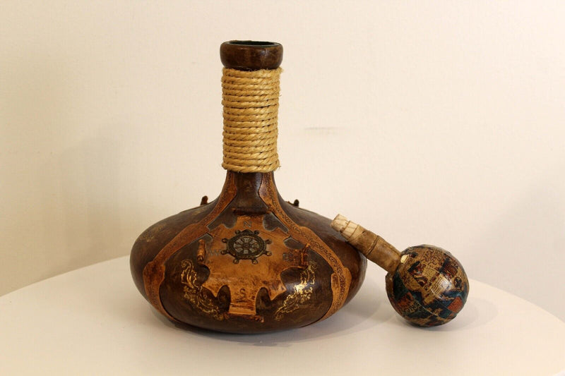 Vintage Old-World Leather Decanter Made in Italy