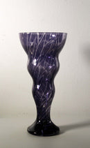 Contemporary Handblown Glass Vase Indigo with Swirl Design