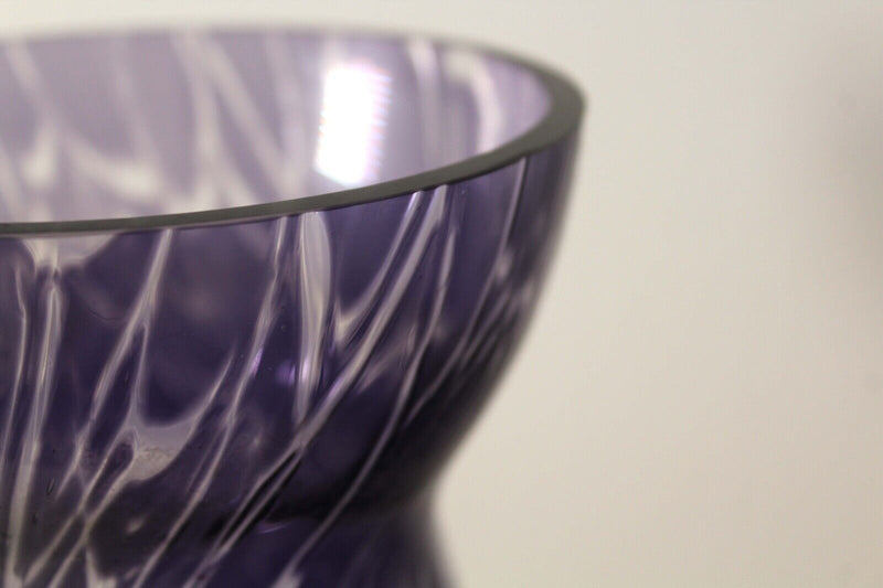 Contemporary Handblown Glass Vase Indigo with Swirl Design
