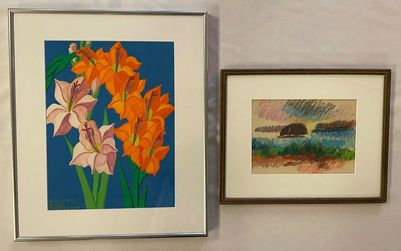 Judy Loer Floral Study & D. Lamnis Abstract Landscape Paintings