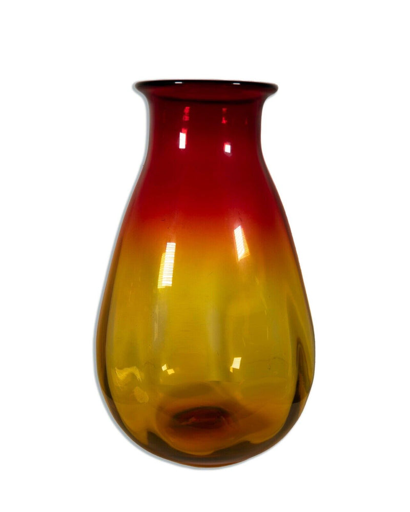 Joel Myers for Blenko Red and Yellow Vase Model 7029 Mid Century Modern