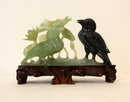 Vintage Carved Jade Birds on Wood Stand