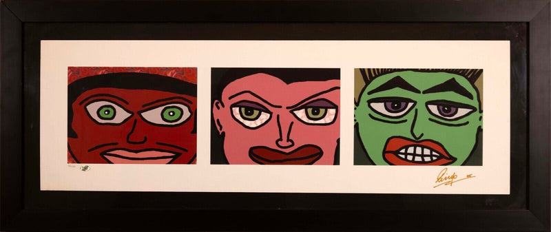 Ringo Starr 3 Faces Signed Contemporary Pop Art Serigraph on Paper 92/100 Framed
