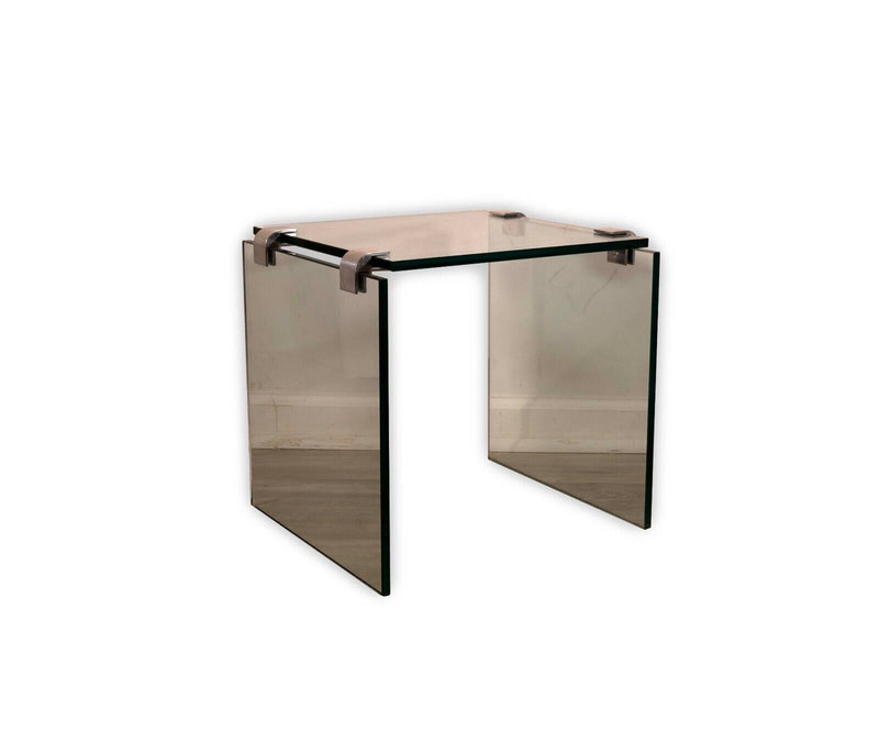 Leon Rosen for Pace Glass and Chrome Waterfall Style Side End Table