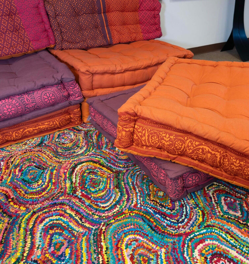 Modern Purple & Orange Sofa Sectional Roche Bobois Mah Jong Modular Style
