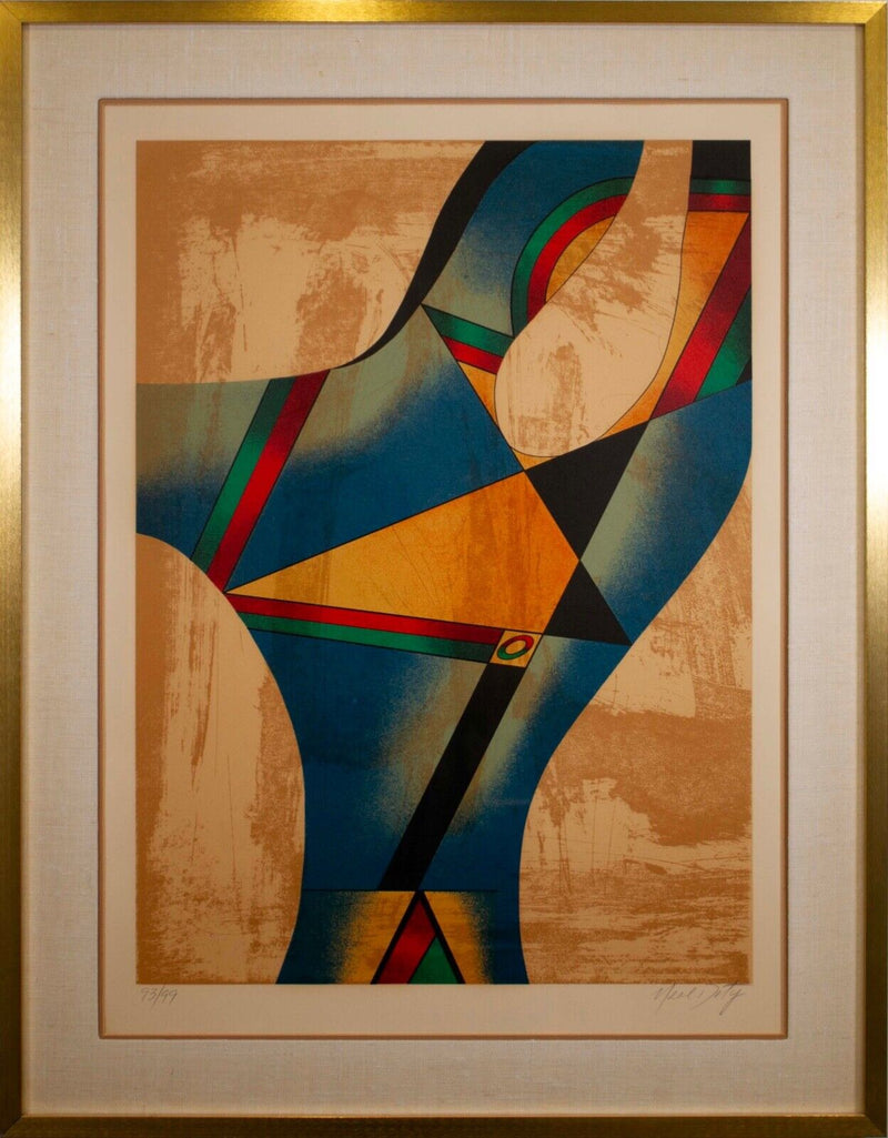 Neal Doty Abstract Surrealist Triptych Signed Serigraph on Paper 93/99 Framed