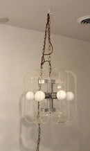Vintage Mid Century Lucite Chrome Ribbon Chandelier Pendant Light Sonneman Style