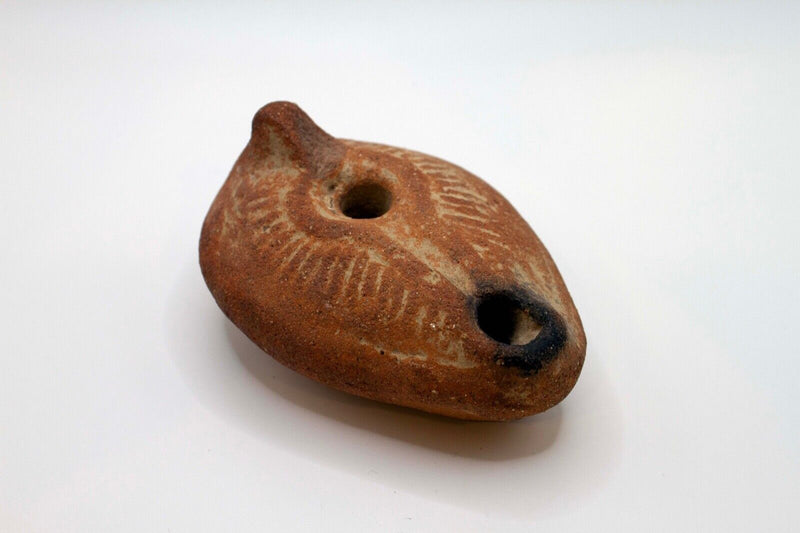 Pre-Columbian Ancient Boat-Shaped Terracotta Pottery Oil Lamp Historic Artifact