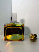Paula Barton Signed Postmodern Iridescent Glass Decanter with Flower Design Top