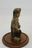 Rare Ancient Asian Buddha Wood Sculpture & Glass Dome
