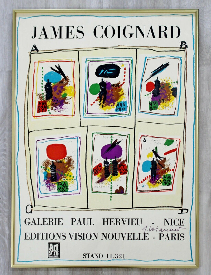 Mid Century Modern Framed Art Poster Signed by James Coignard 1978