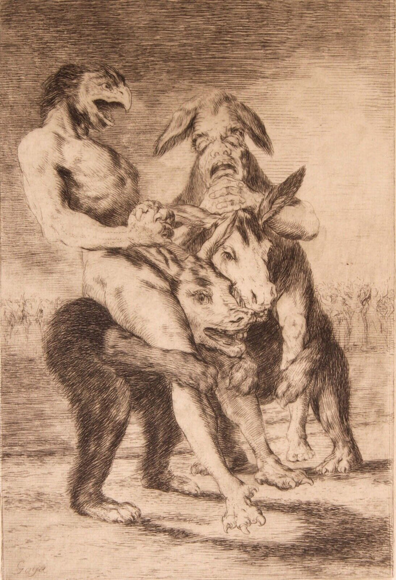 Francisco Goya Miren que grabes from Los Caprichos 1868 Etching Framed