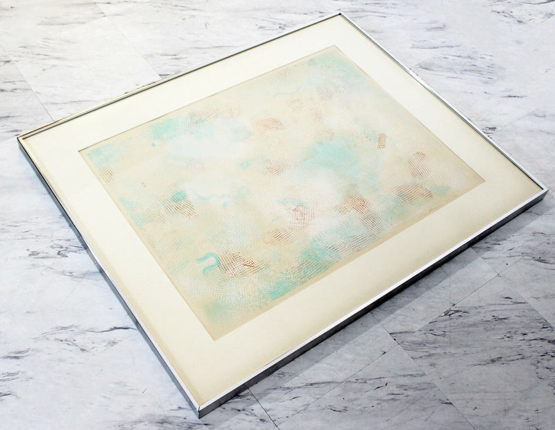 Mid Century Modern Framed Pastel Abstract Lithograph Robert Natkin Dated 1970s