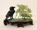 Vintage Carved Jade Birds on Wood Stand
