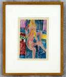 Modern Framed Nudes Hand painted Linocut Monotype Signed Matt Phillips 1970s