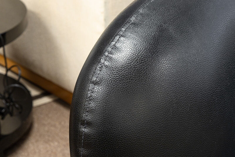 Isamu Noguchi Style Freeform Black Leather Sofa and Ottoman Attributed to Vitra