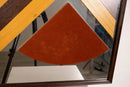 Post Modern Wooden Chevron Design and Leather Patch Mirror