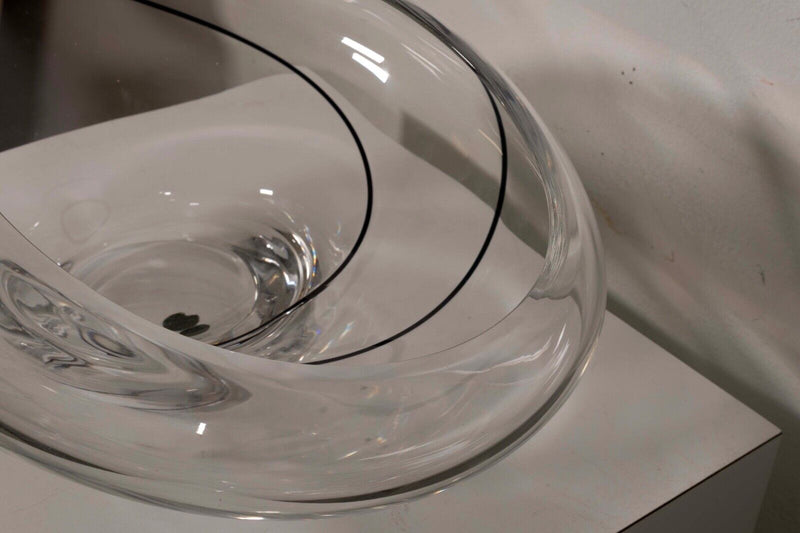 Seguso Contemporary Murano Blown Glass with Blue Swirl Signed Des L Seguso