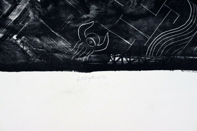 Jim Massey Labyrinth Modern Black & White Contemporary Lithograph Unframed