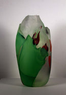Judson Guérard Signed Green Handblown Contemporary Art Glass Vase Chaos Series