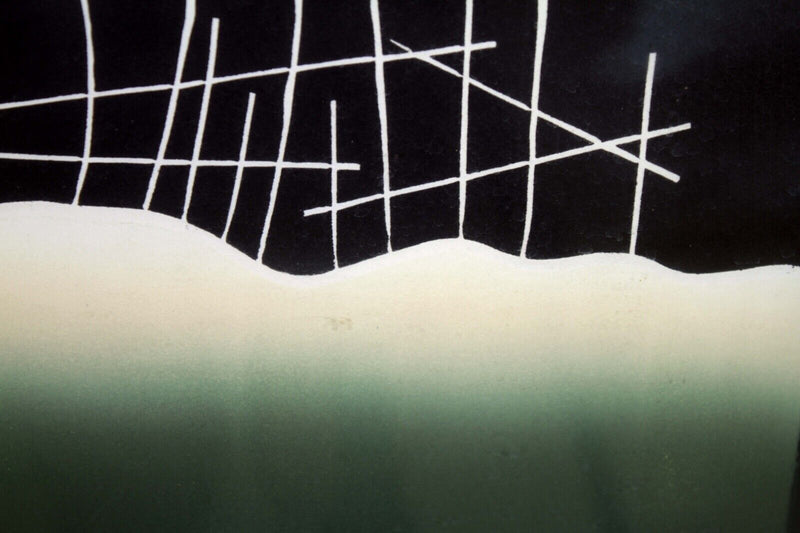 Zygmunt Czyz Surrealist Moon Over Reed Grass Signed Linocut 18/30 Framed 1986
