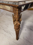 Antique Art Deco Carved Wood and Mirrored Glass Coffee Occasional Table