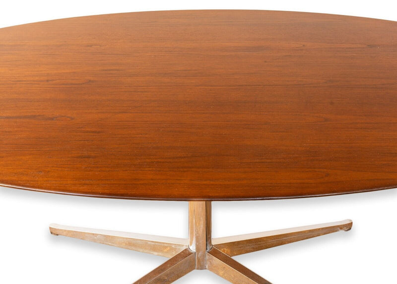 Florence Knoll Mid Century Modern Oval Wood and Steel Dining Conference Table