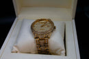 Crofton Lady’s Wristwatch Crystal Encrusted Gold Stainless Steel w/ Original Box