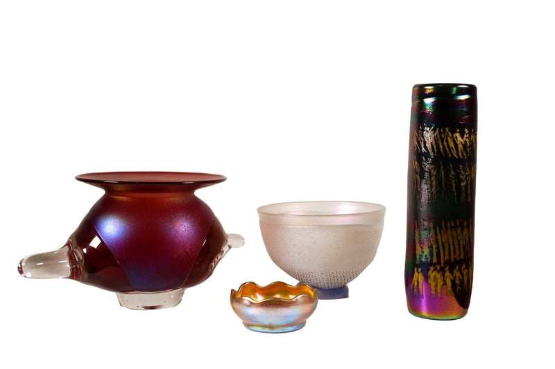 Charlie Parriott and Collection of Contemporary Iridescent Glass Vessels
