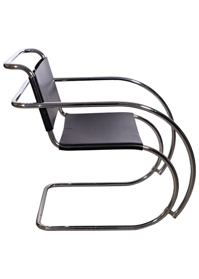 Mid Century Modern Pair of MiesVan Der Rohe Chrome & Leather Mr Lounge Chairs