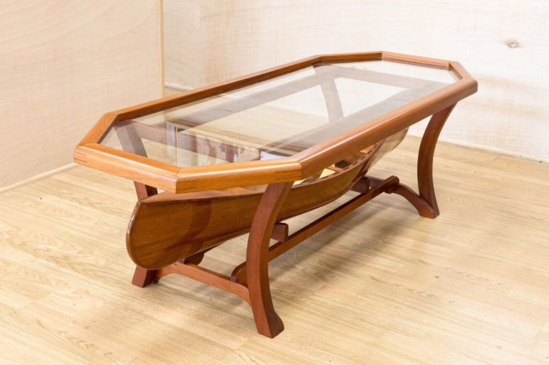Arts & Crafts Style Custom Made Wood and Glass Boat Table