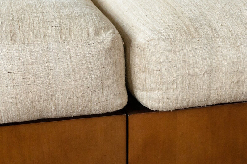 Contemporary Modern Ralph Lauren Walnut Wood 3 Piece Modular Sectional Sofa