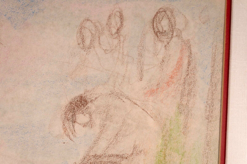 Bertalan Bodnar Signed Figurative Expressionist Colored Pencil Drawing on Paper