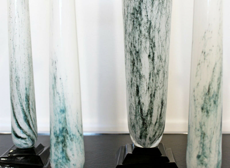 Mid Century Modern Set of 3 Seguso Vetri D'Arte Glass Candlesticks Vase Signed