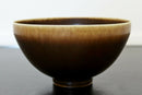 Mid Century Modern Ceramic Bowl Signed Berndt Friberg Brown Hare Glaze 1960s
