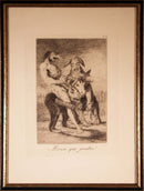 Francisco Goya Miren que grabes from Los Caprichos 1868 Etching Framed