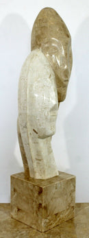 Contemporary Modern Composite Faux Marble Table Sculpture Austin Prod Era 1980s