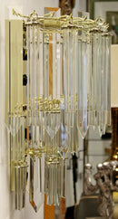 Mid Century Modern Italian Murano Brass and Glass Wall Sconce 1970s